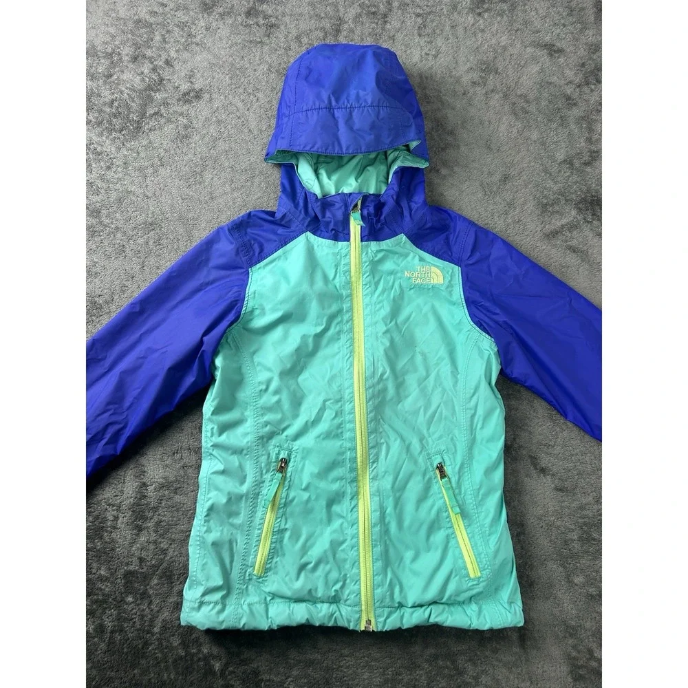 The North Face Girls DryVent Color-block Hooded Rain Wind Jacket Size XS (6)